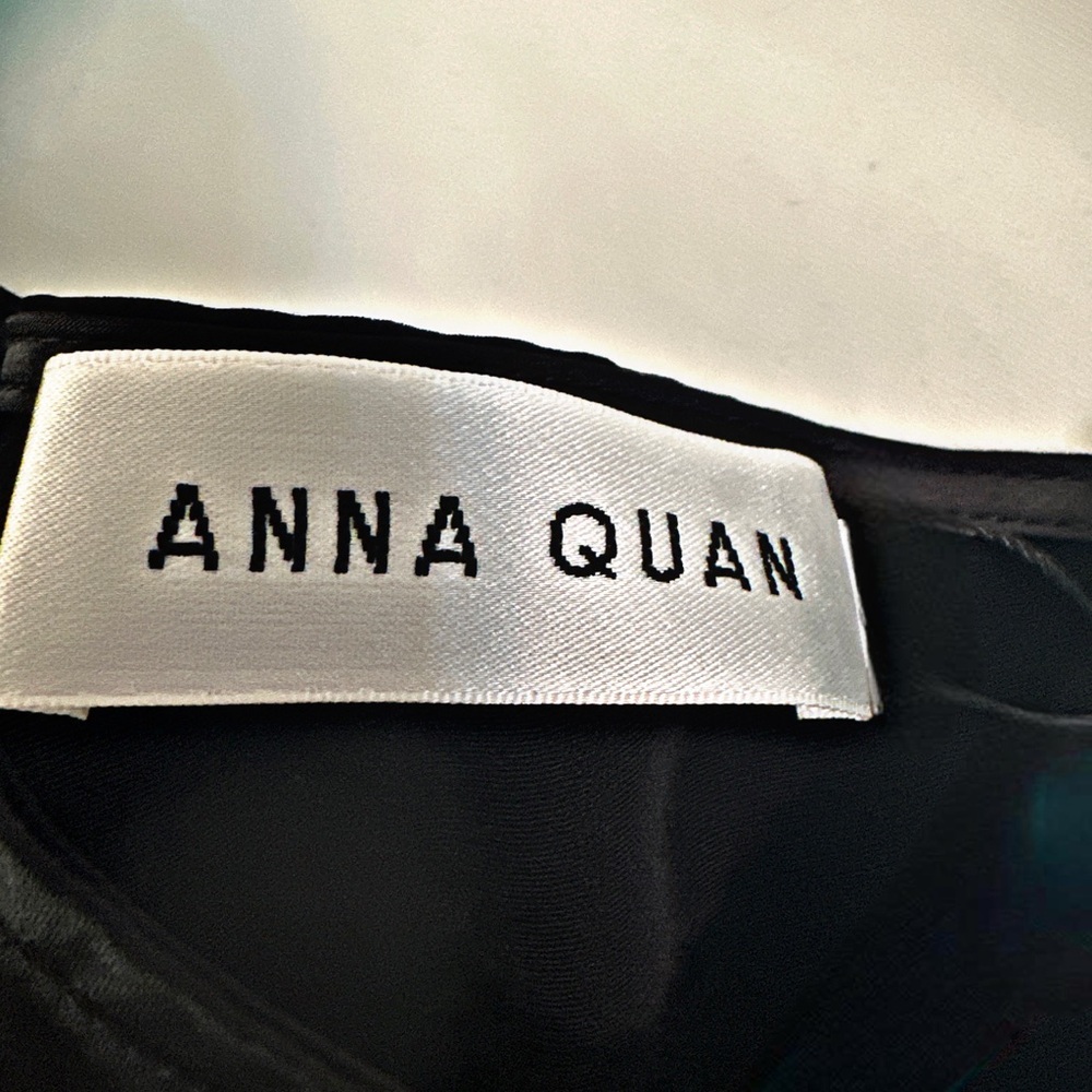 NWT ANNA QUAN ASYMMETRICAL OFF-SHOULDER SATIN MINI BLACK DRESS SIZE 4 - Picture 5 of 14